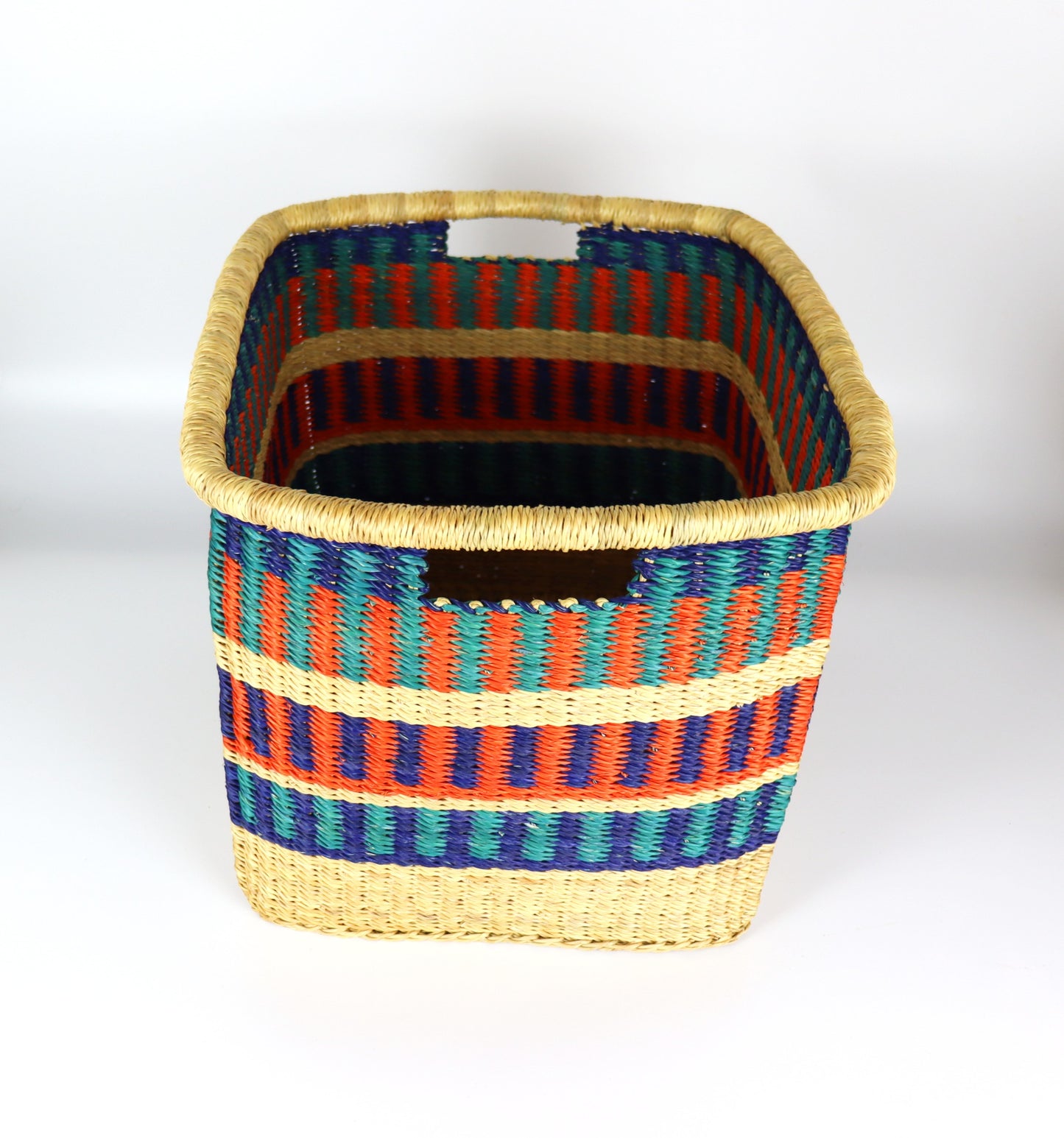 Red, Turquoise, Navy Rectangle Storage Basket