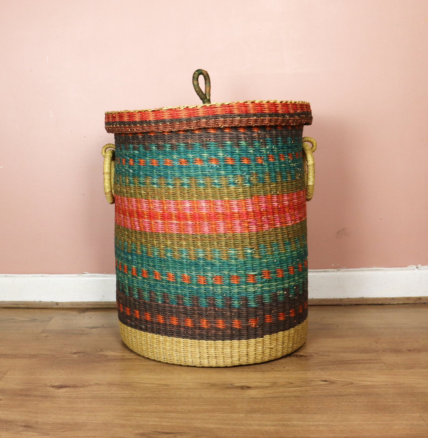 Laundry Log Basket with Lid