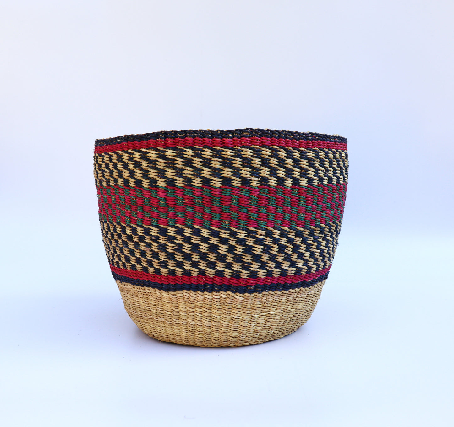 Pink, Turquoise, Black, Natural Brown Planter Basket