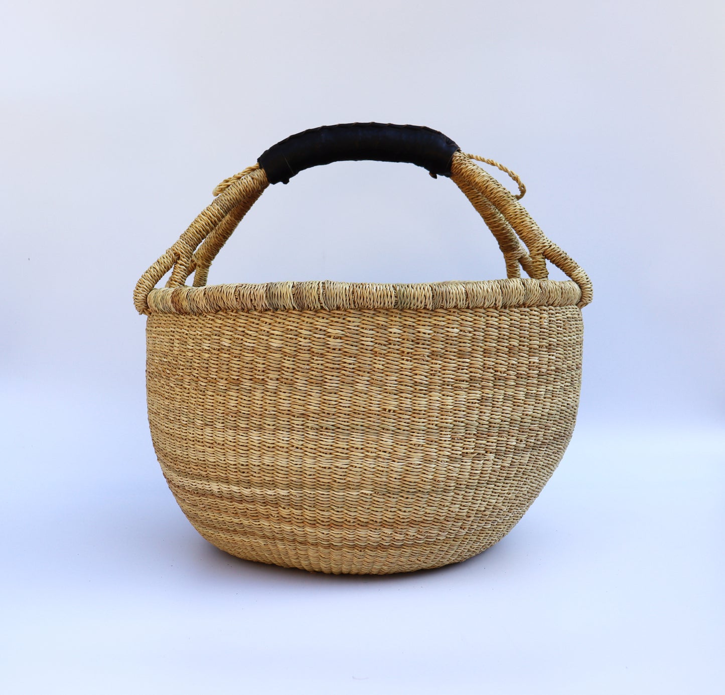 Natural Brown Round Bolga Shopper Basket