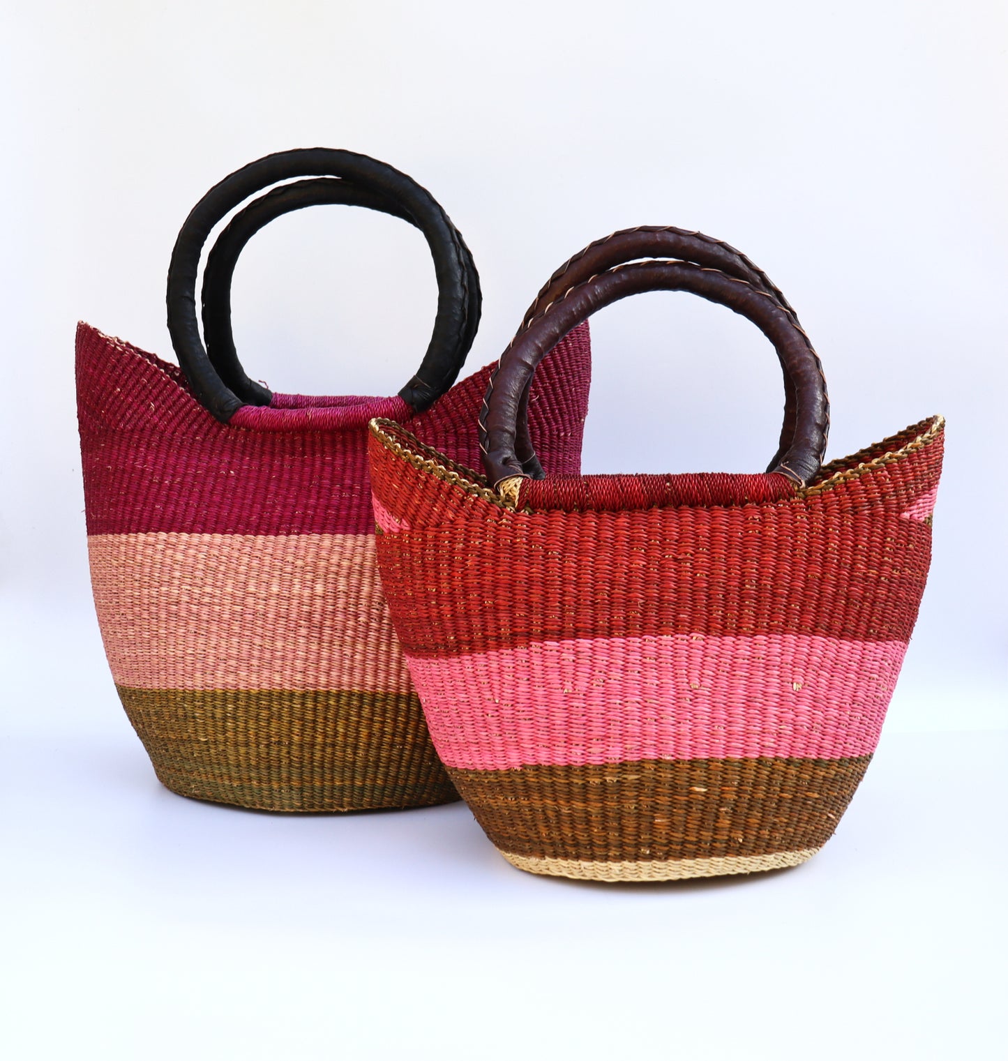 Sac de plage fourre-tout Bolga à tissage ouvert aux nuances roses