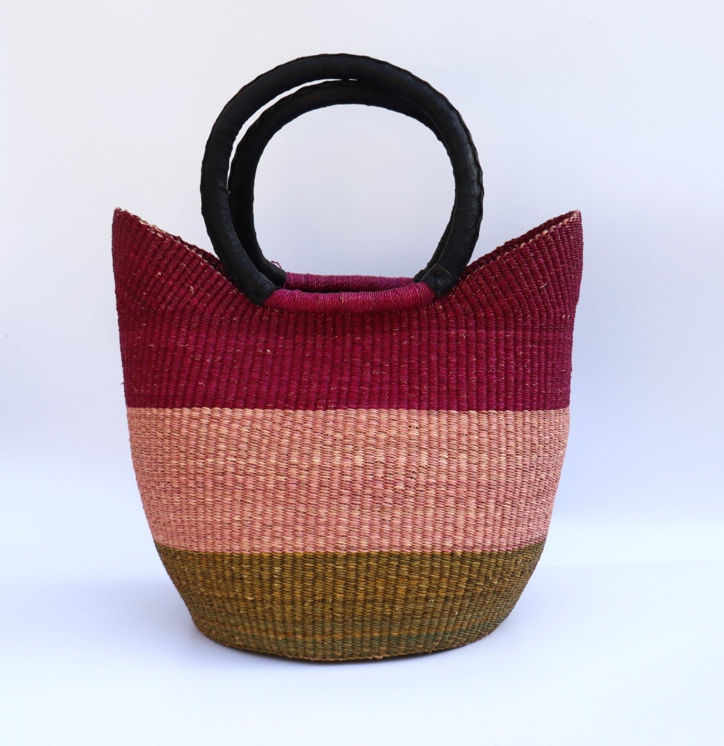 Sac de plage fourre-tout Bolga à tissage ouvert aux nuances roses