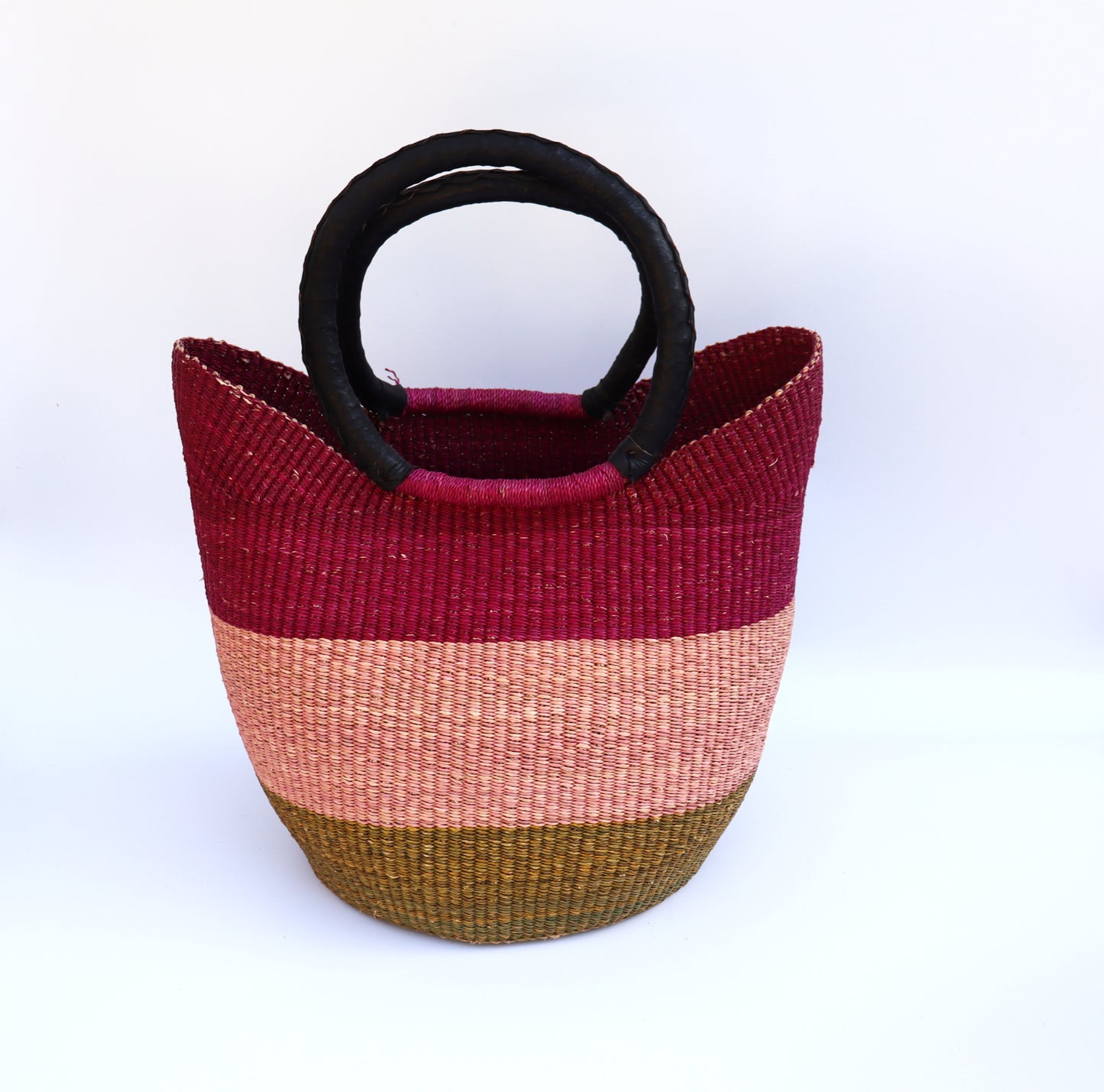 Sac de plage fourre-tout Bolga à tissage ouvert aux nuances roses