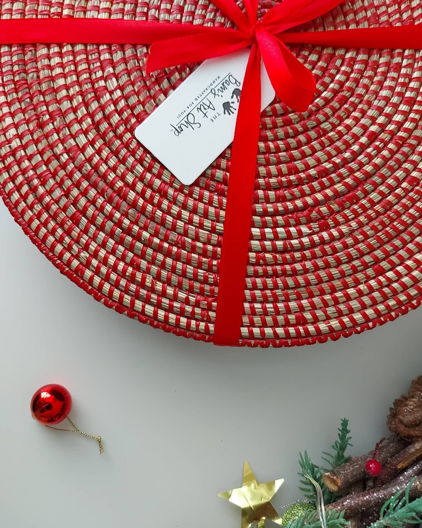 Lot de 6 sets de table tissés rouges