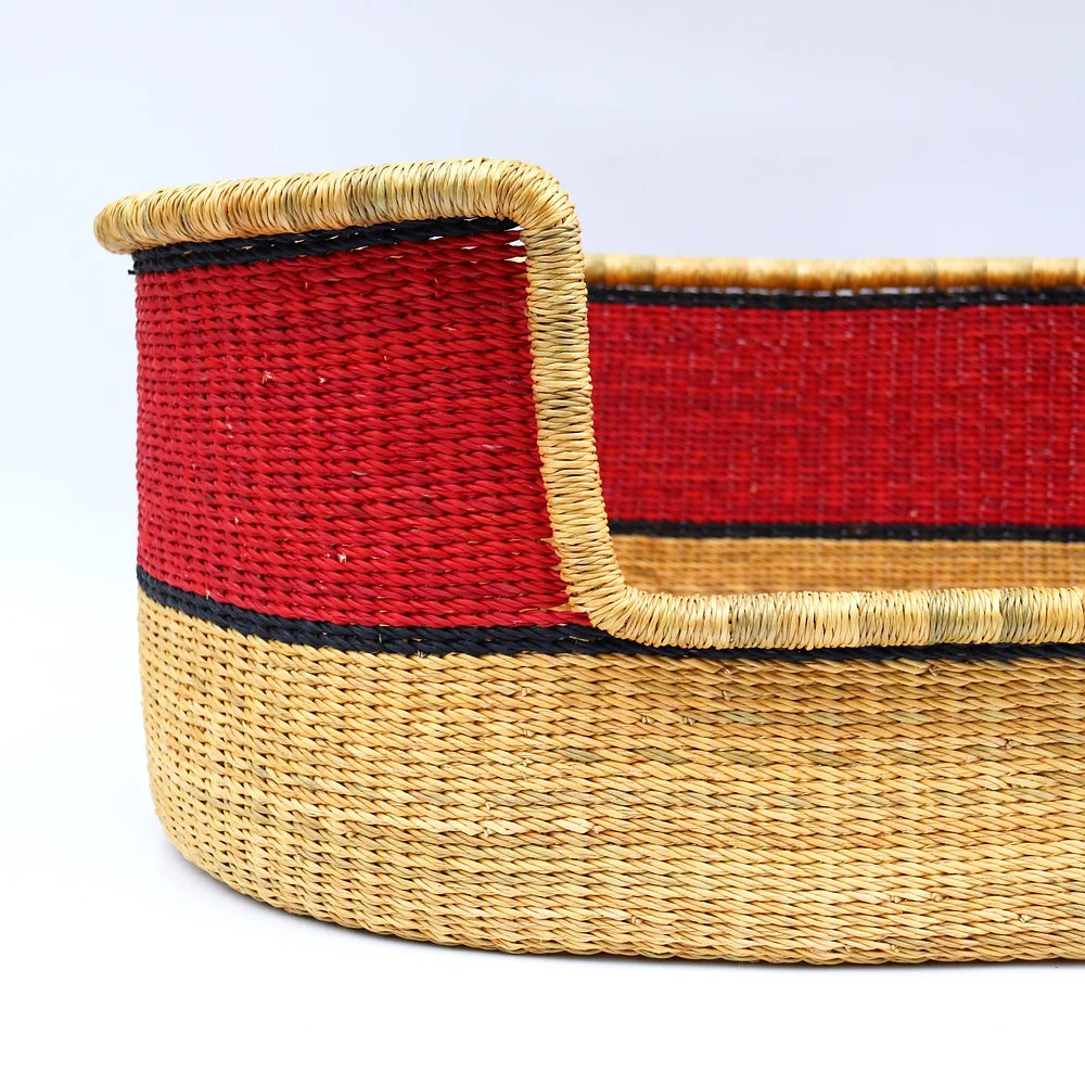 Pink, Natural Brown Woven Dog Pet Basket