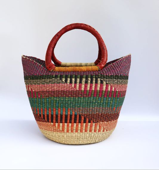 Pink, Green, Orange, Turquoise Open Weave Bolga Tote Bag