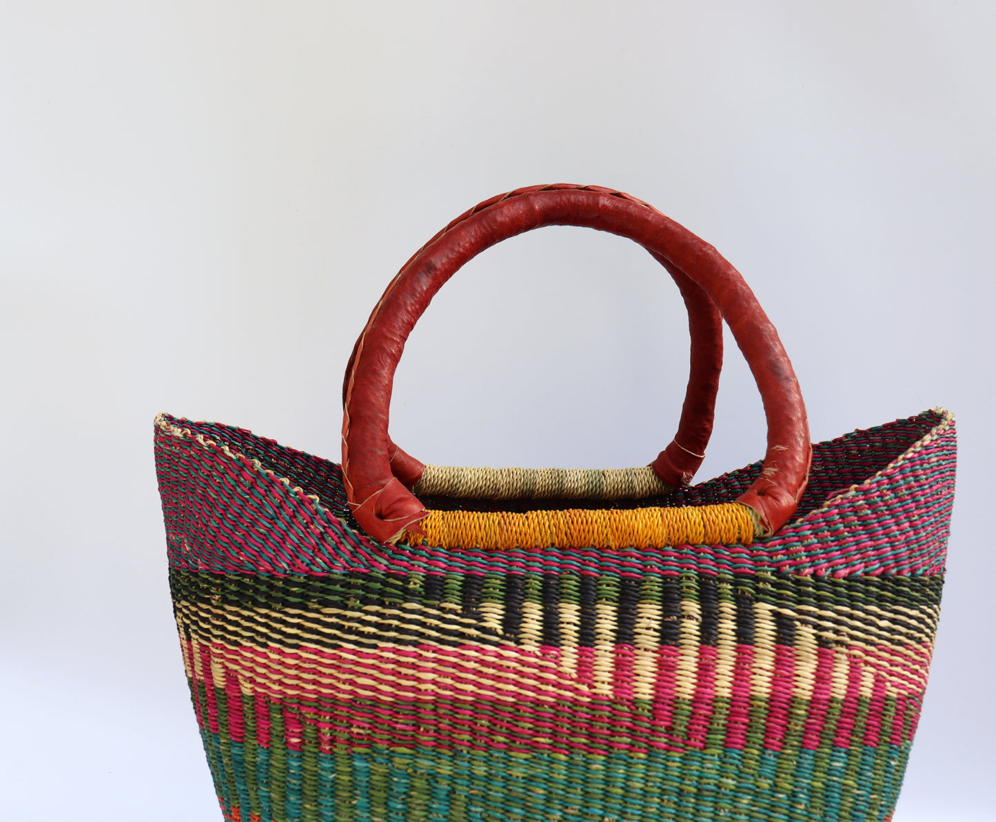 Pink, Green, Orange, Turquoise Open Weave Bolga Tote Bag